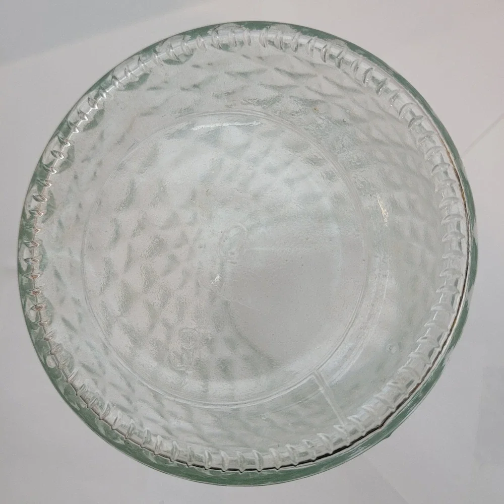 Vintage Glass Vase Diamond Point Textured Clear Flared Rim 7 Inch Decor